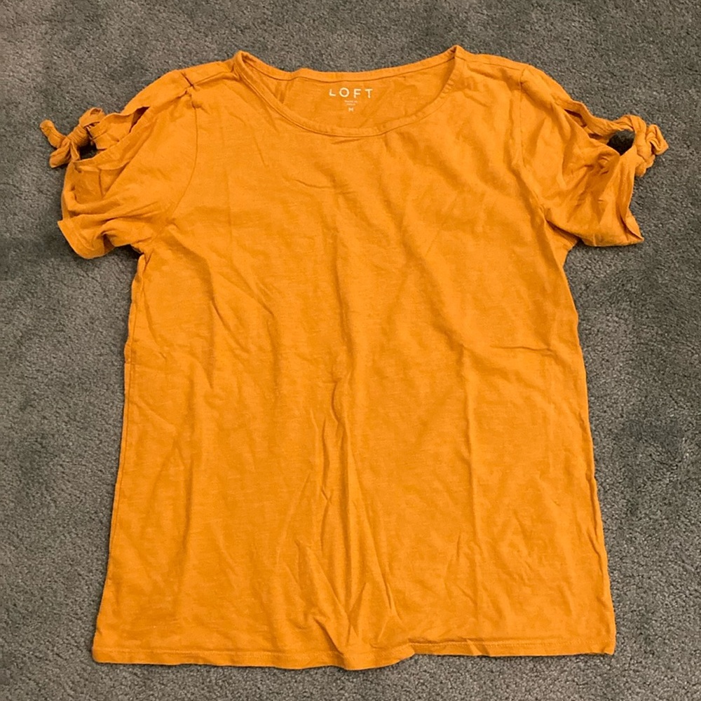 Loft Mustard yellow Tie sleeve lightweight Top Size Medium
